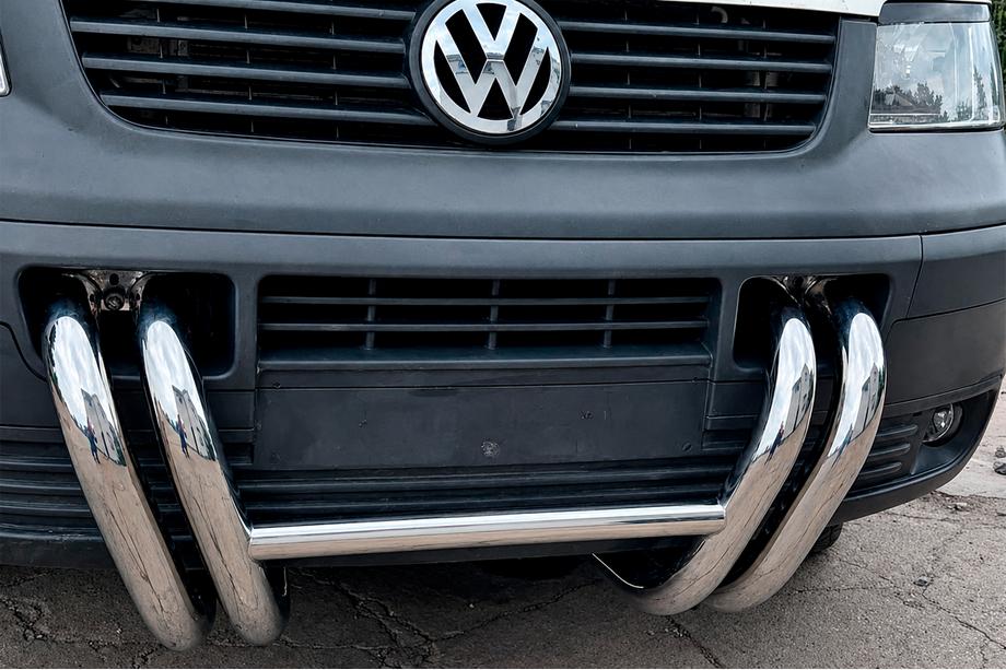 Volkswagen T5 Transporter 2003–2010 Přední ochranný rám ST006-03 „nízdr y“ (nerez) Fotografie 4