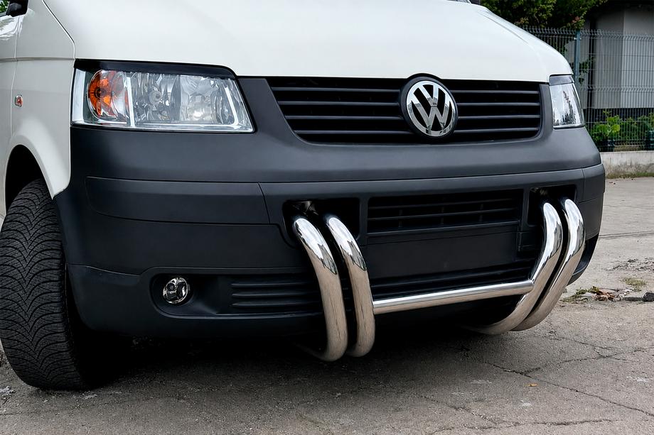 Volkswagen T5 Transporter 2003–2010 Přední ochranný rám ST006-03 „nízdr y“ (nerez) Fotografie 5
