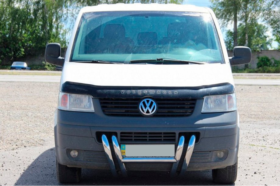 Volkswagen T5 Transporter 2003–2010 Přední ochranný rám ST006-03 „nízdr y“ (nerez) Fotografie 8