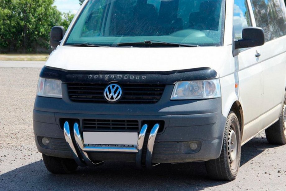 Volkswagen T5 Transporter 2003–2010 Přední ochranný rám ST006-03 „nízdr y“ (nerez) Fotografie 7