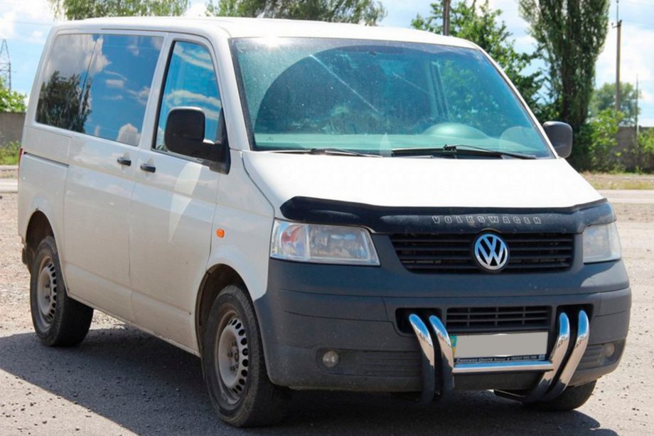 Volkswagen T5 Transporter 2003–2010 Přední ochranný rám ST006-03 „nízdr y“ (nerez) Fotografie 9