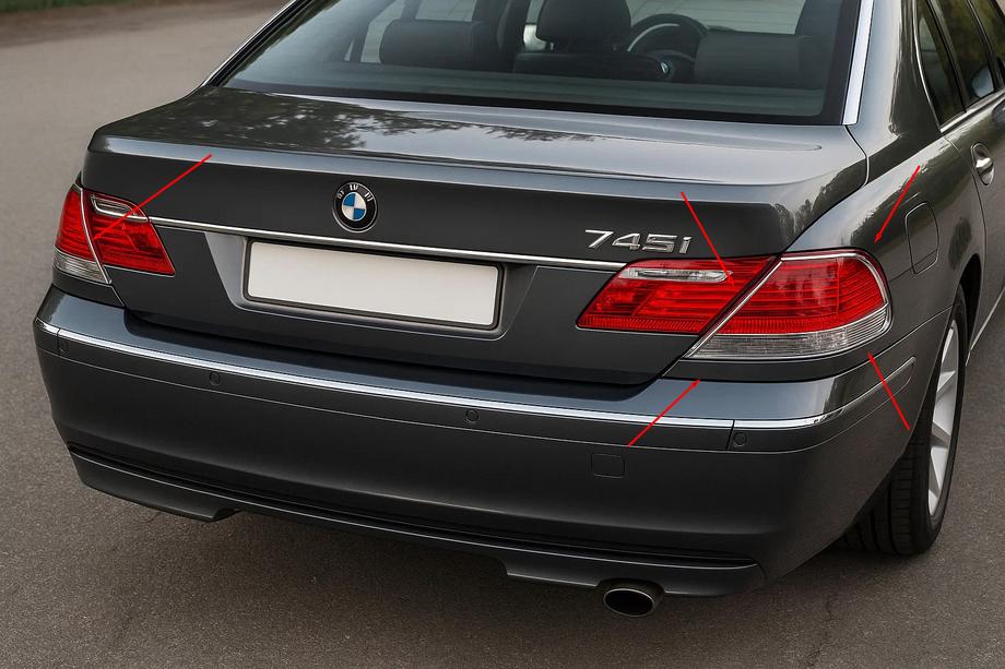 BMW řady 7 E65/66 2001–2008 Chromové kryty zadních světel (2 ks, ABS) Image