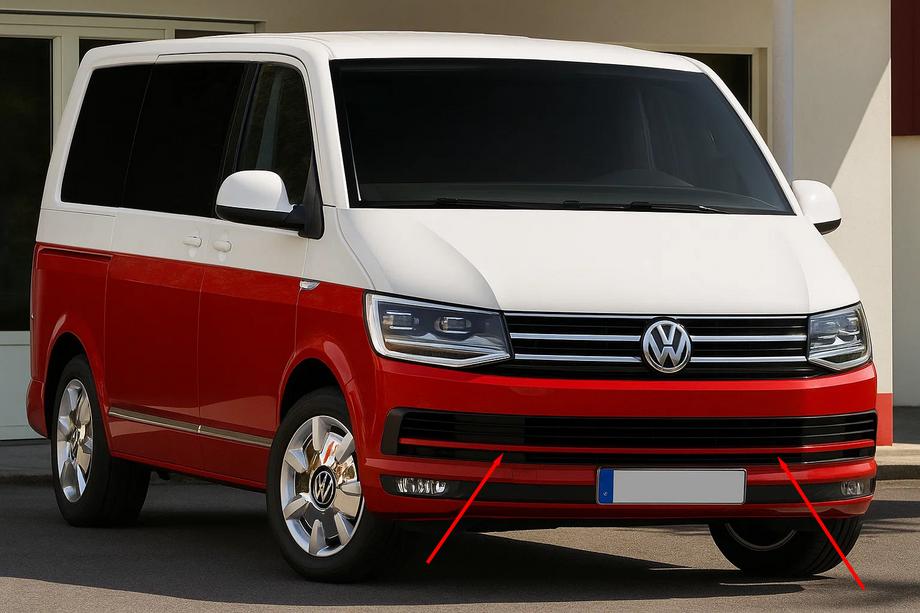 Volkswagen T6 2015–2024 Ochranné lišty na mřížku nárazníku 2015-2019 (3 ks, červené) Image