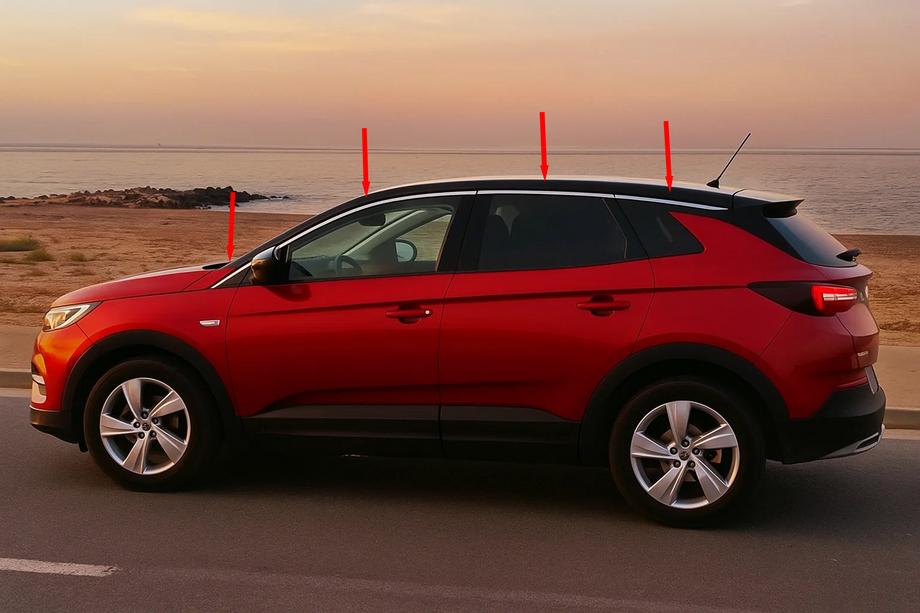 Opel Grandland X 2017– Horní lišty oken (8 ks, nerez) Image