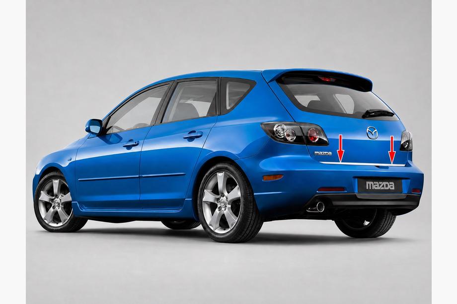 Mazda 3 2003–2009 Nerezová lišta hrany kufru HB Fotografie 1