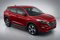 Hyundai Tucson TL 2016–2021 Boční nášlapy Maya Red-Black (2 ks, hliník) fotografie 1