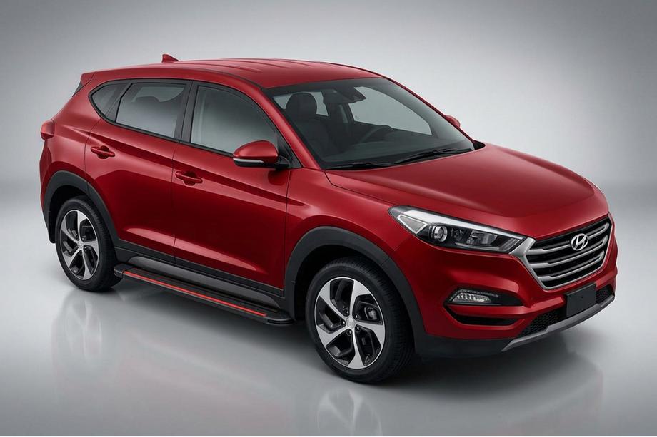 Hyundai Tucson TL 2016–2021 Boční nášlapy Maya Red-Black (2 ks, hliník) Image