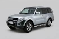Mitsubishi Pajero Wagon IV 2006–2021 Boční prahy Maydos V2 (2 ks, hliník ↗ nerez) fotografie 4