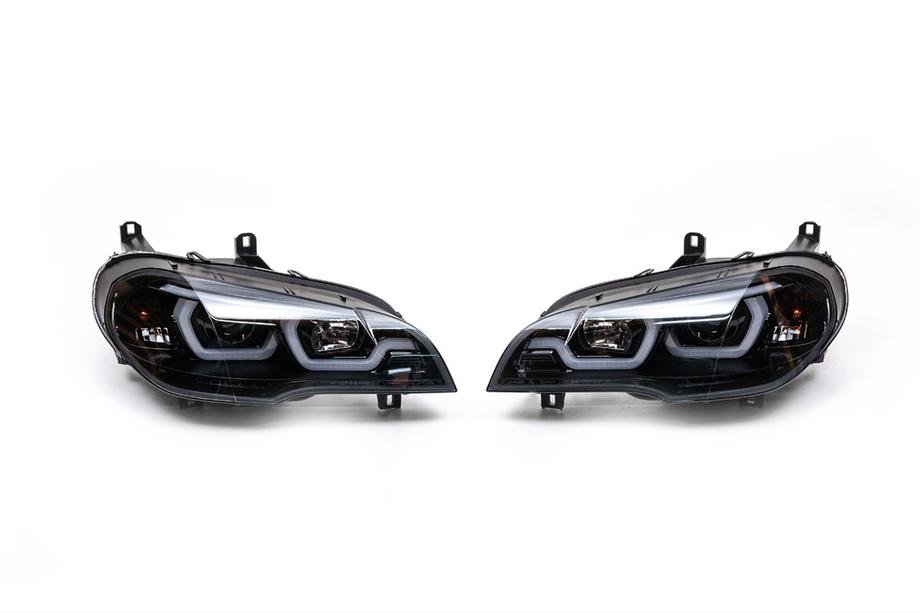 BMW X5 E70 2007–2013 Přední světlomety s LED podsvícením (2 ks, kouřové) Fotografie 2