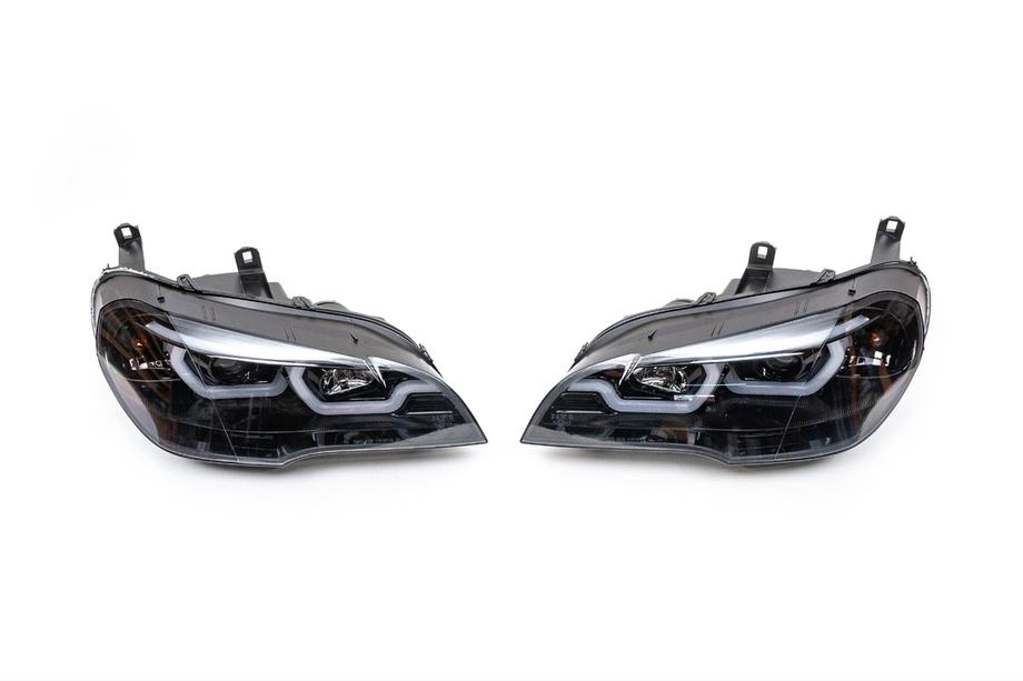 BMW X5 E70 2007–2013 Přední světlomety s LED podsvícením (2 ks, kouřové) Fotografie 3
