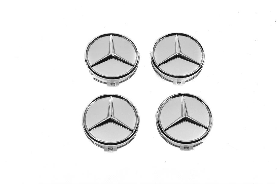 Mercedes-Benz Středové krytky na disky 70/75 mm s kroužkem (4 ks, šedé) Fotografie 5
