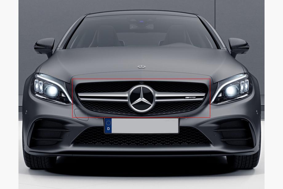 Mercedes C-Class W205 2014–2021 Přední maska chladiče AMG Silver (pro Avantgarde/AMG-Line/C43 AMG) Image