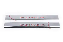Honda Civic 1995–2001 Červené nerezové kryty prahů (Carmos, 2 ks) fotografie 2