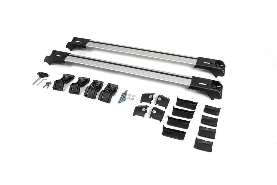 Příčníky na standardní podélné střešní nosiče, uzamykatelné na klíč Skybar V1 (2 ks) do 140 cm, šedé Fotografie 12