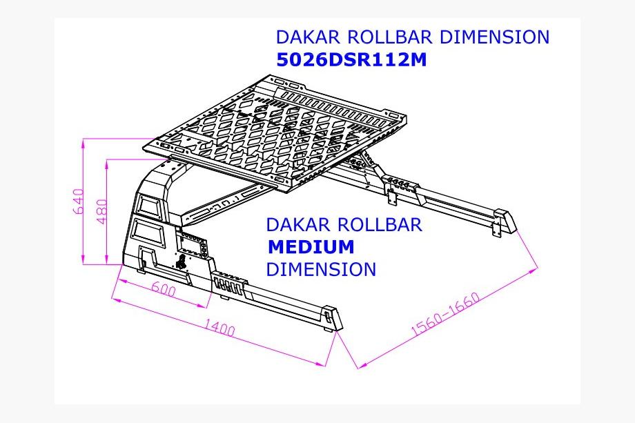 Toyota Hilux 2006–2015 Rollbar s košem Dakar (bez rolet) Fotografie 4