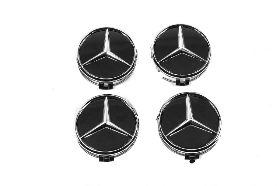 Mercedes-Benz Středové krytky kol 70/75 mm s kroužkem (4 ks, černé) Fotografie 2
