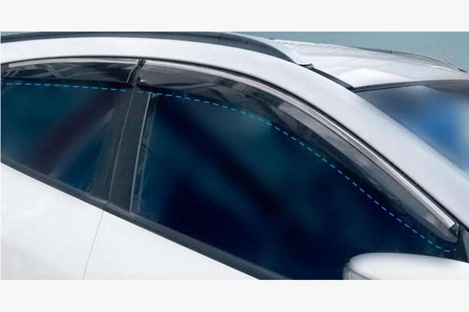 Hyundai IX-35 2010–2015 Okenní deflektory s chromovanou lištou (4 ks, Sunplex Chrome) Image