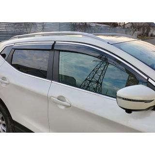 Okenní deflektory s chromovanou lištou (4 ks, Sunplex Chrome) Nissan Qashqai 2014–2021 fotografie 2