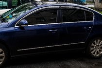 Volkswagen Passat B6 2006–2012 Okenní deflektory s chromovanou lištou (4 ks, Sunplex Chrome) fotografie 6