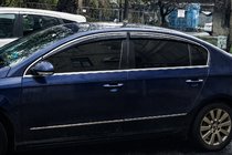 Volkswagen Passat B6 2006–2012 Okenní deflektory s chromovanou lištou (4 ks, Sunplex Chrome) fotografie 3