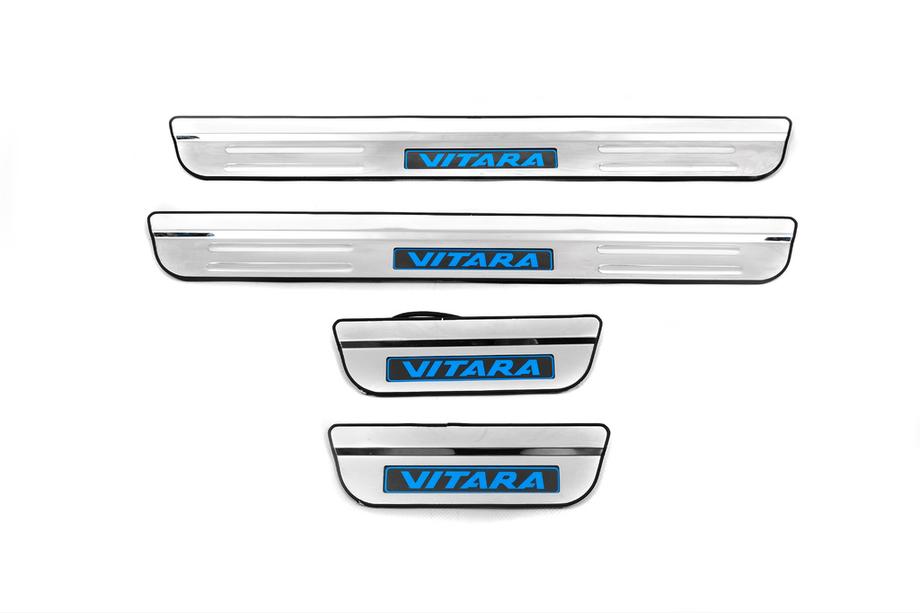 Suzuki Vitara 2015– Nerezové kryty prahů Libao s LED (4 ks) Image
