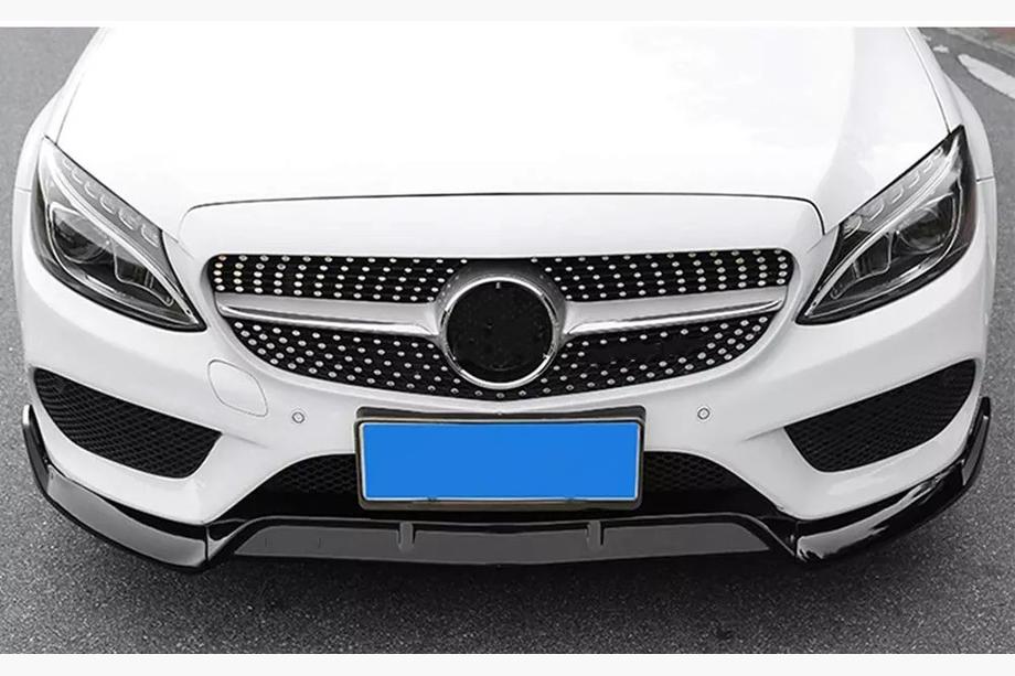 Mercedes C-Class W205 2014–2021 Přední lip spoiler na nárazník V2 1234 Upgrade (černý, 2014-2018) Image