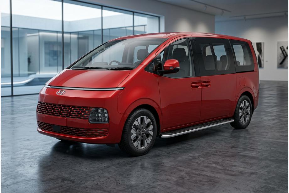 Hyundai Staria 2021– Boční prahy Maydos V1 (2 ks, hliník ↗ nerez) Image