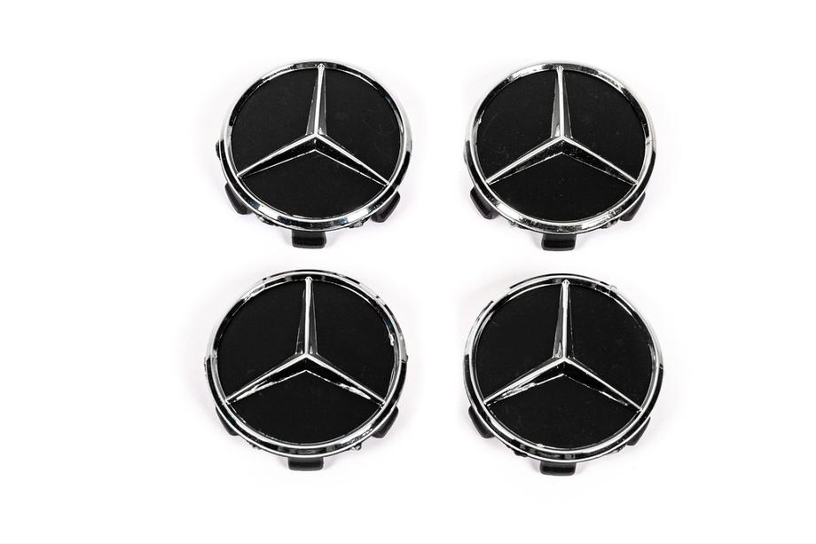 Mercedes-Benz Středové krytky disků 71/75 mm bez kroužku (4 ks, černé V1) Image