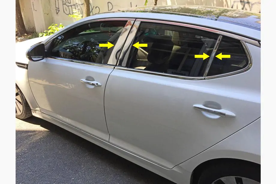 Kia Optima 2010–2016 Nerezové lišty sloupků dveří (6 ks) Image