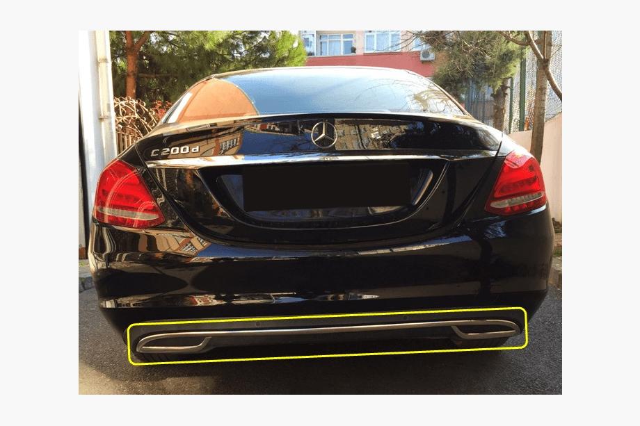 Mercedes C-Class W205 2014–2021 Kryt hrany zadního nárazníku V2 (nerez) Image